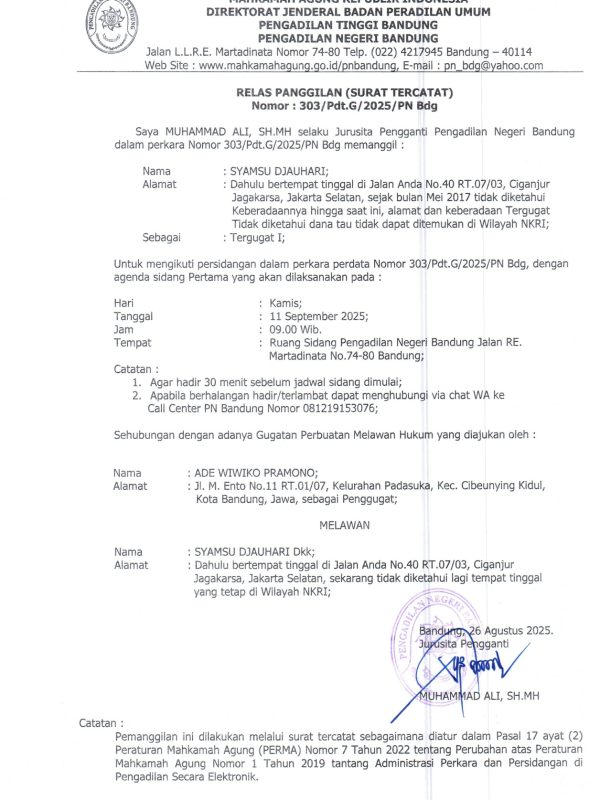 Relaas Panggilan 303 G