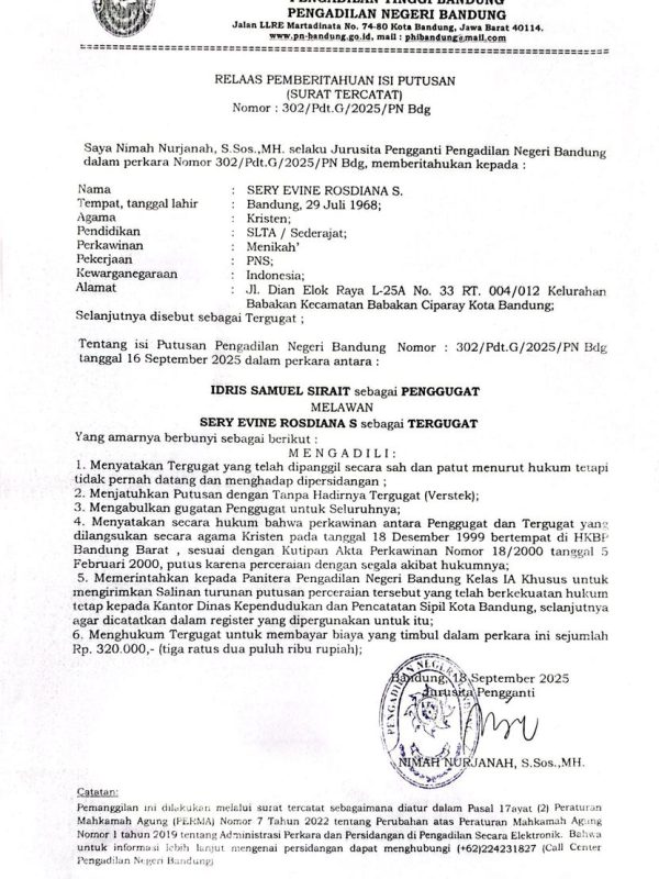 Relaas Pemberput 302 G 25 (Sery)