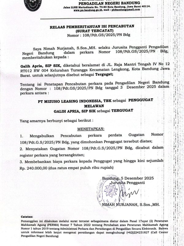 Relaas Pemberput PN 108 GS 25 (Galih)