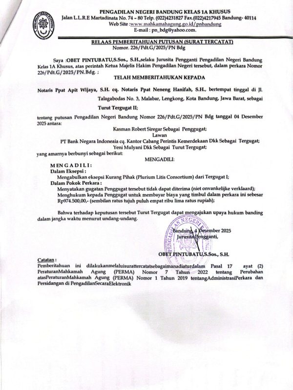 Relaas Pemberput PN 226 G 25 (Notaris PPAT Apit)