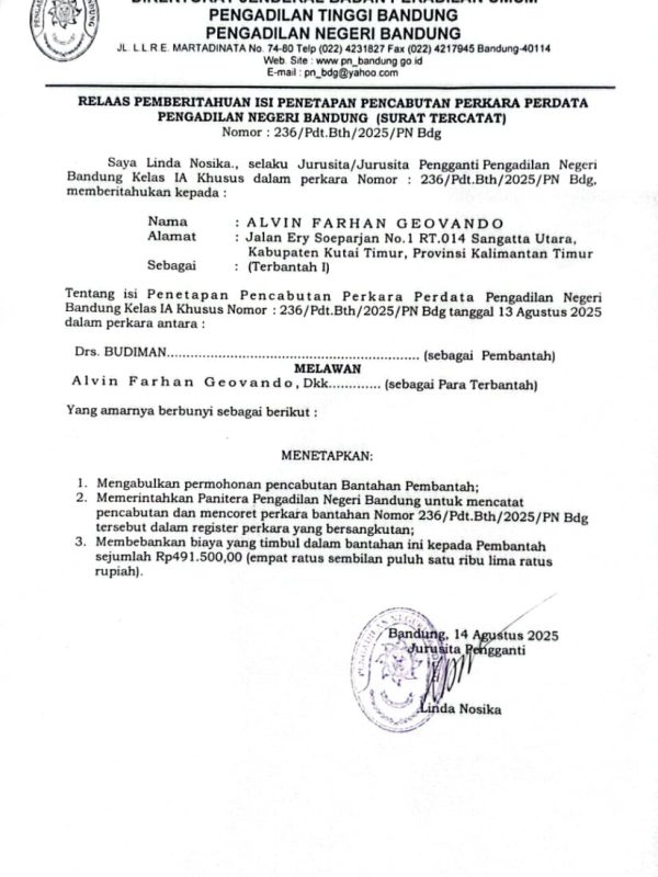 Relaas Pemberput PN 236 Bth 25 (Alvin)